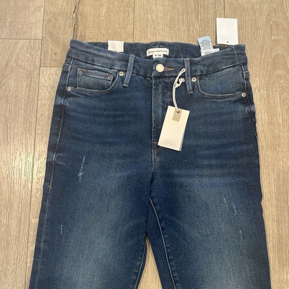 NEW Good American Women’s Straight Leg Jeans Indigo Size 6/28 - Picture 4 of 10